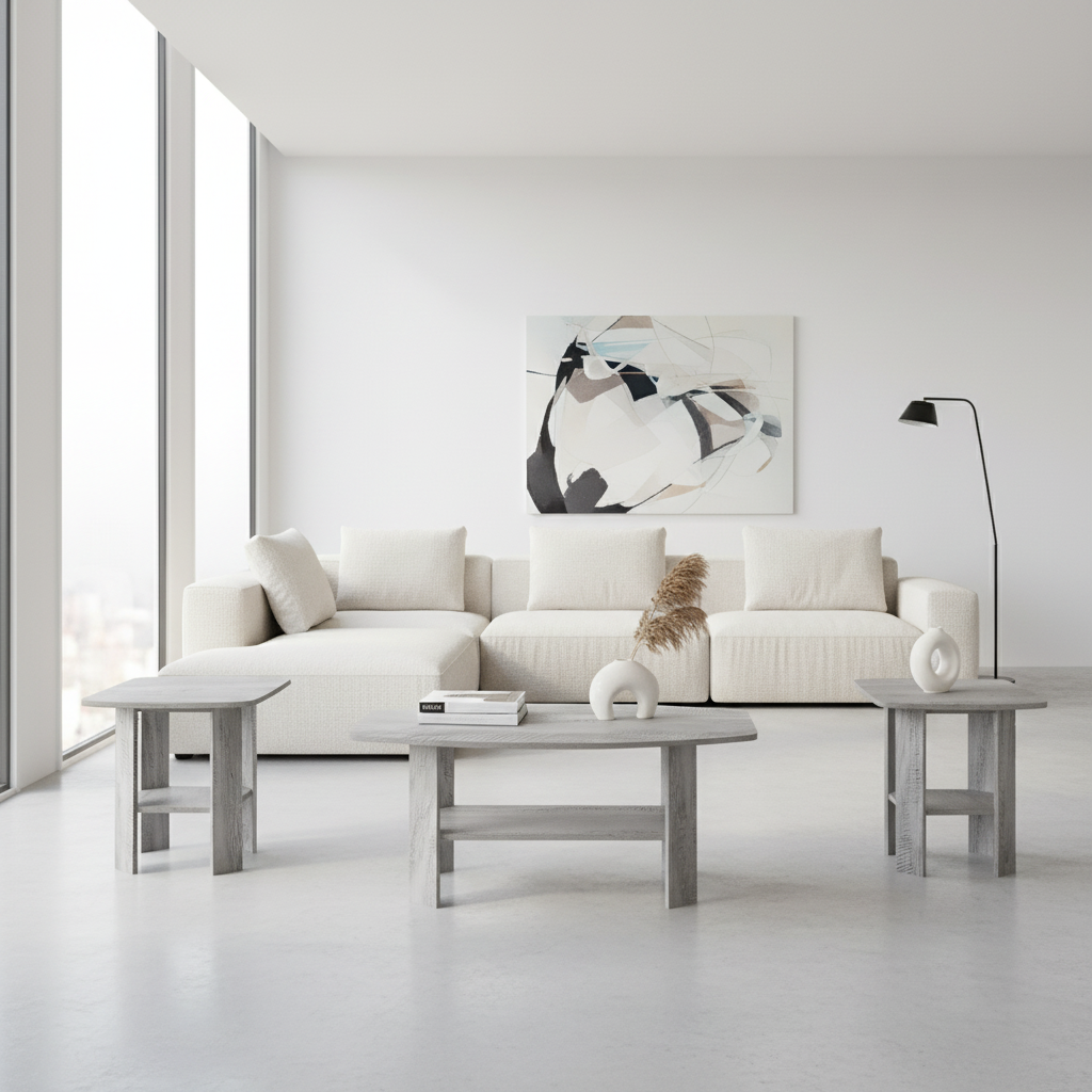 ENSEMBLE DE TABLE - ENSEMBLE 3 PIÈCES / GRIS INDUSTRIEL