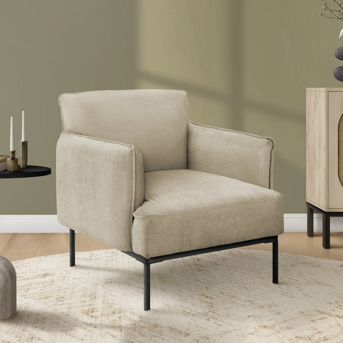 ACCENT CHAIR - 33""H / BEIGE FABRIC