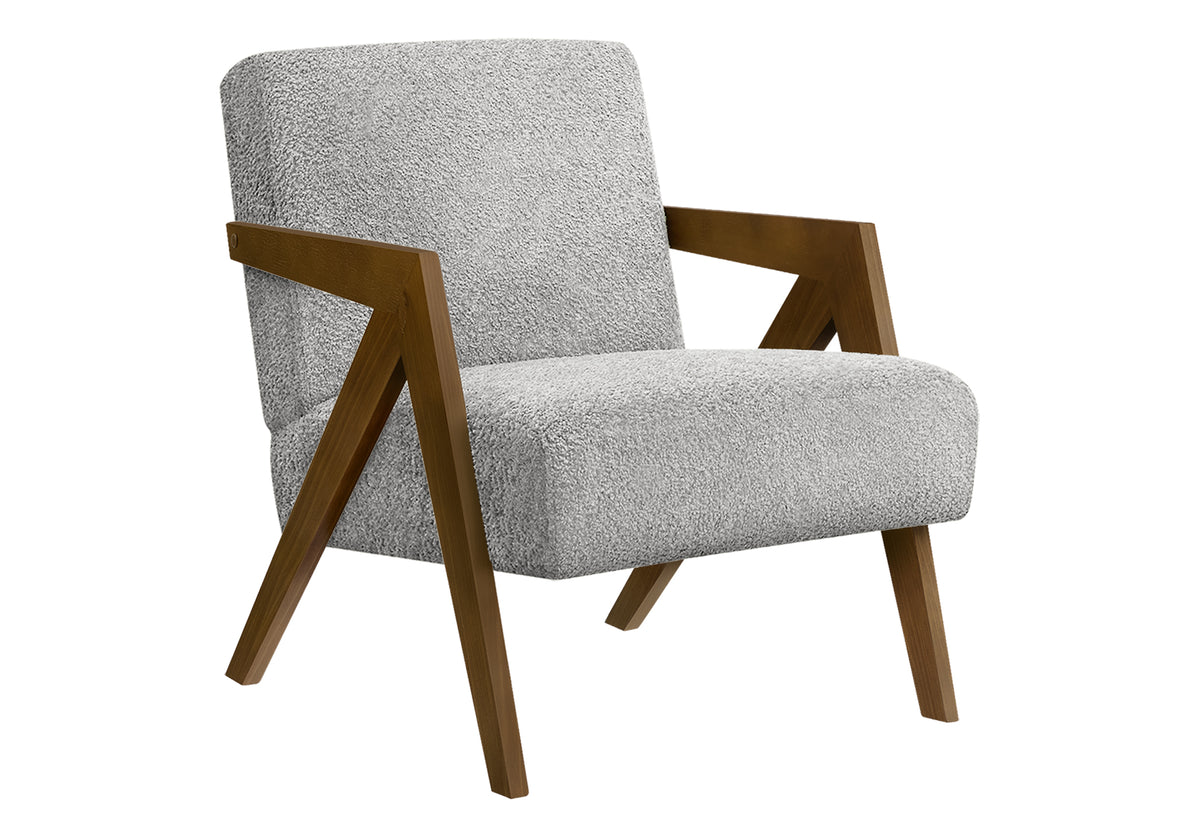 ACCENT CHAIR - 30"H / LIGHT GREY FABRIC / WALNUT WOOD