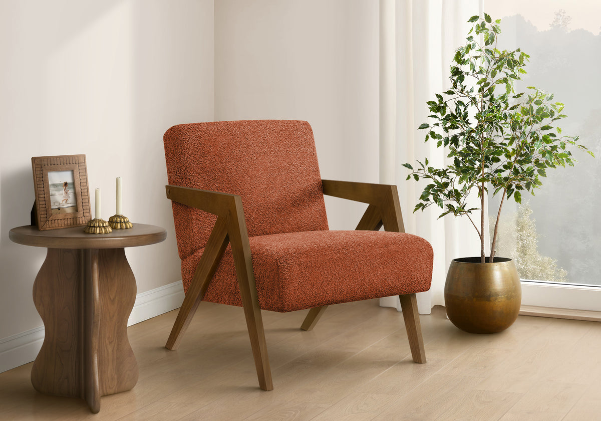 ACCENT CHAIR - 30"H / LIGHT GREY FABRIC / WALNUT WOOD