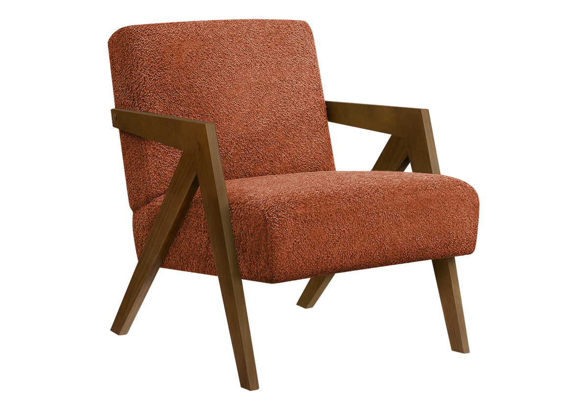 ACCENT CHAIR - 30"H / LIGHT GREY FABRIC / WALNUT WOOD