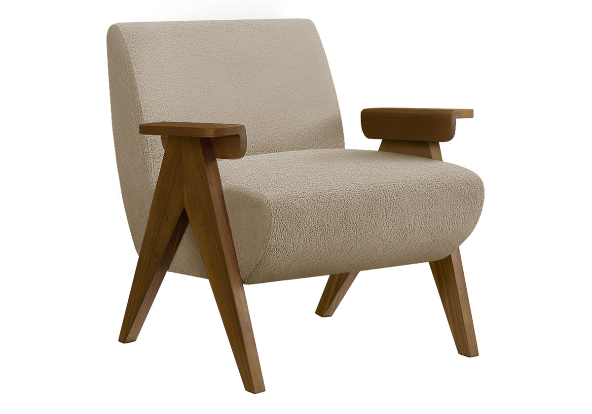 ACCENT CHAIR - 31""H / BEIGE FABRIC / WALNUT WOOD