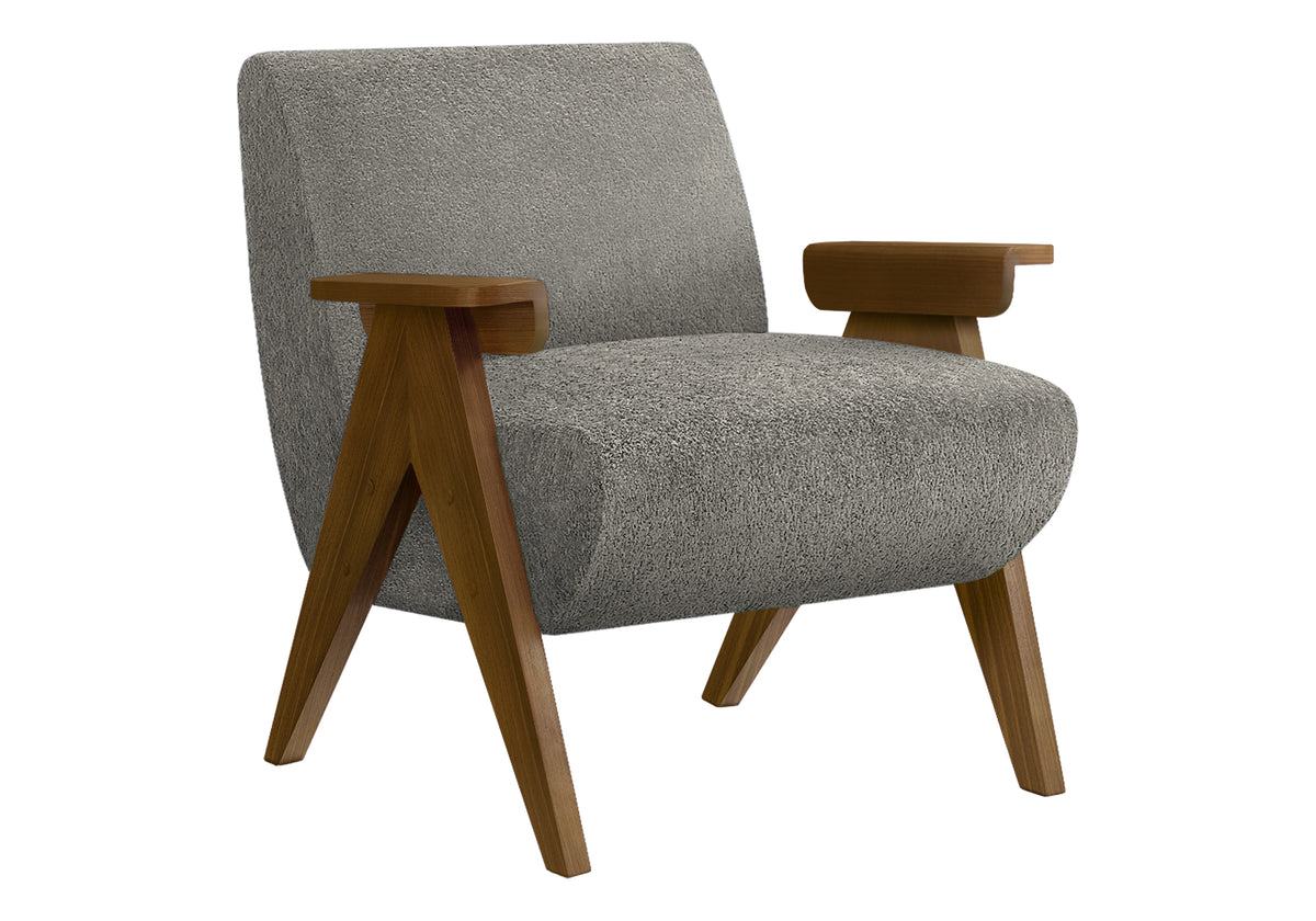 ACCENT CHAIR - 31""H / BEIGE FABRIC / WALNUT WOOD