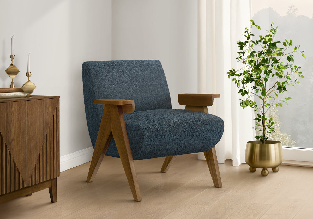 ACCENT CHAIR - 31""H / BEIGE FABRIC / WALNUT WOOD