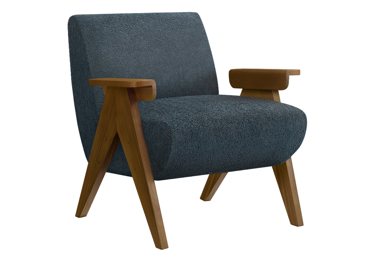 ACCENT CHAIR - 31""H / BEIGE FABRIC / WALNUT WOOD