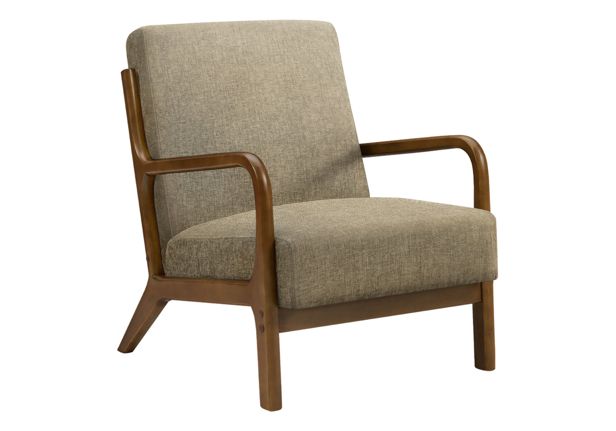 ACCENT CHAIR - 34"H / GREY FABRIC / WALNUT WOOD