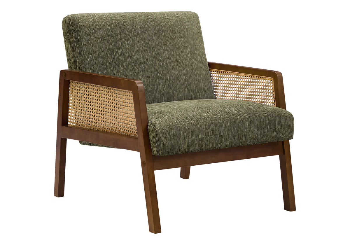 ACCENT CHAIR - 30""H / GREEN FABRIC / WALNUT WOOD