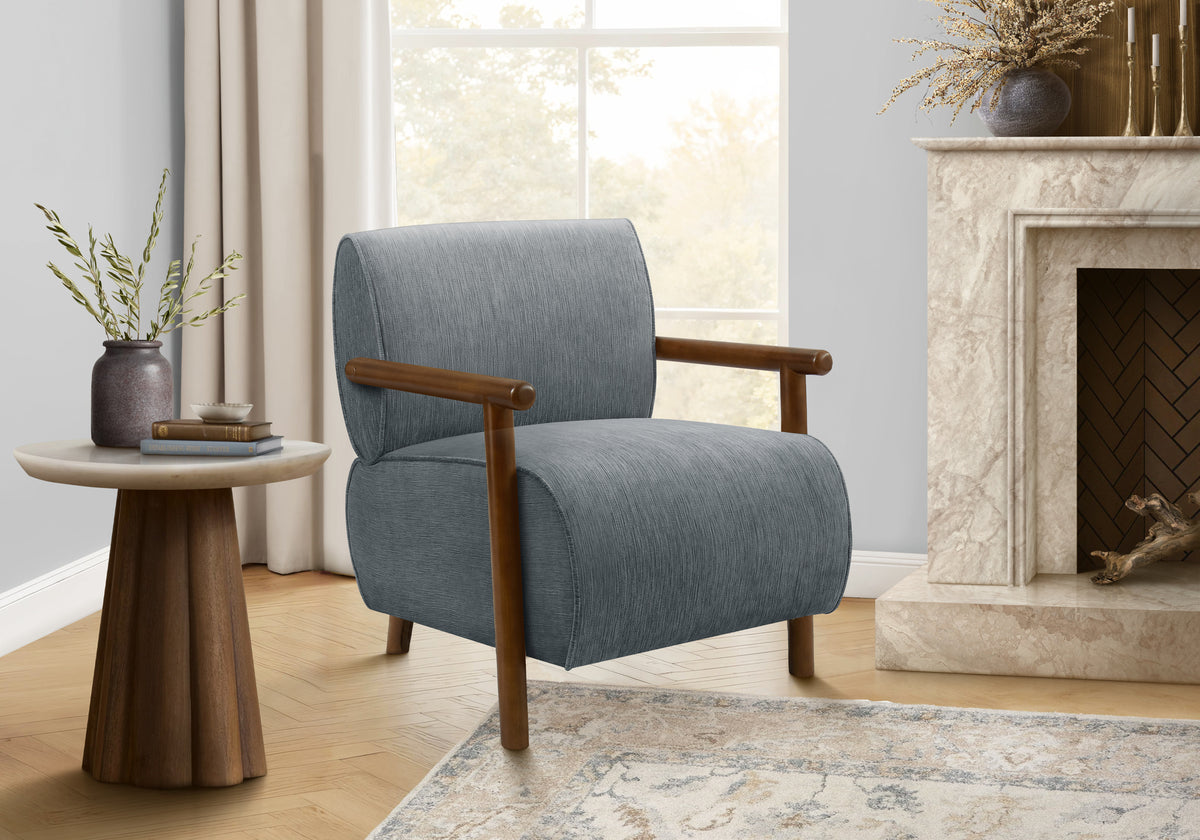 ACCENT CHAIR - 31"H / LIGHT BROWN FABRIC / WALNUT WOOD