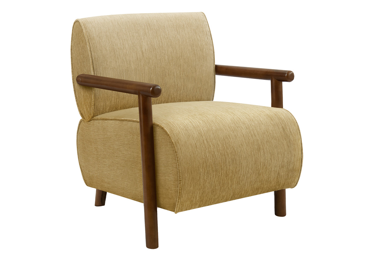 ACCENT CHAIR - 31"H / LIGHT BROWN FABRIC / WALNUT WOOD