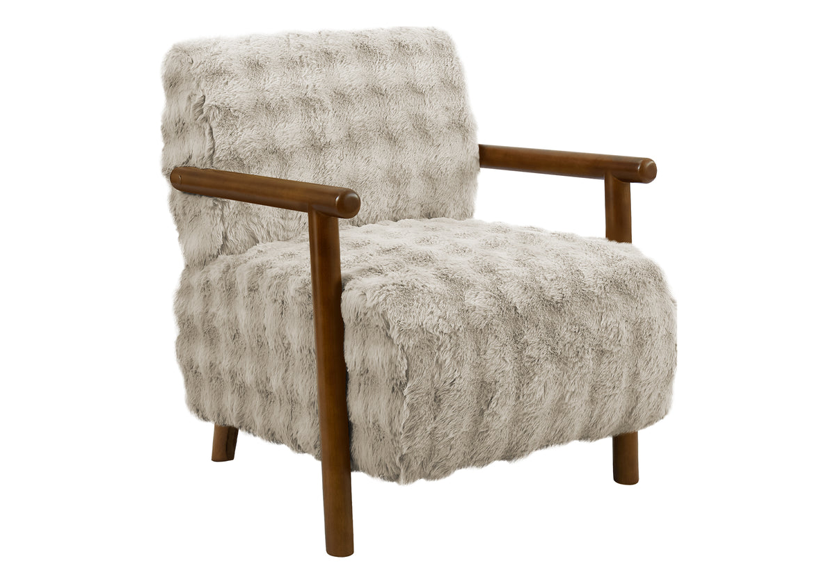 ACCENT CHAIR - 31"H / LIGHT BROWN FABRIC / WALNUT WOOD