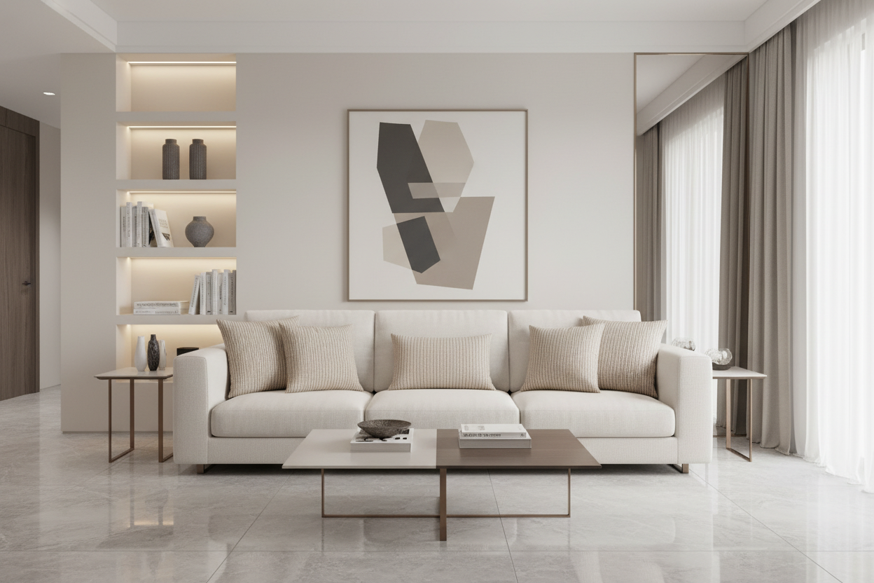 PILLOW - 18"X 18" / LIGHT / DARK TAUPE ABSTRACT DOT / 1PC