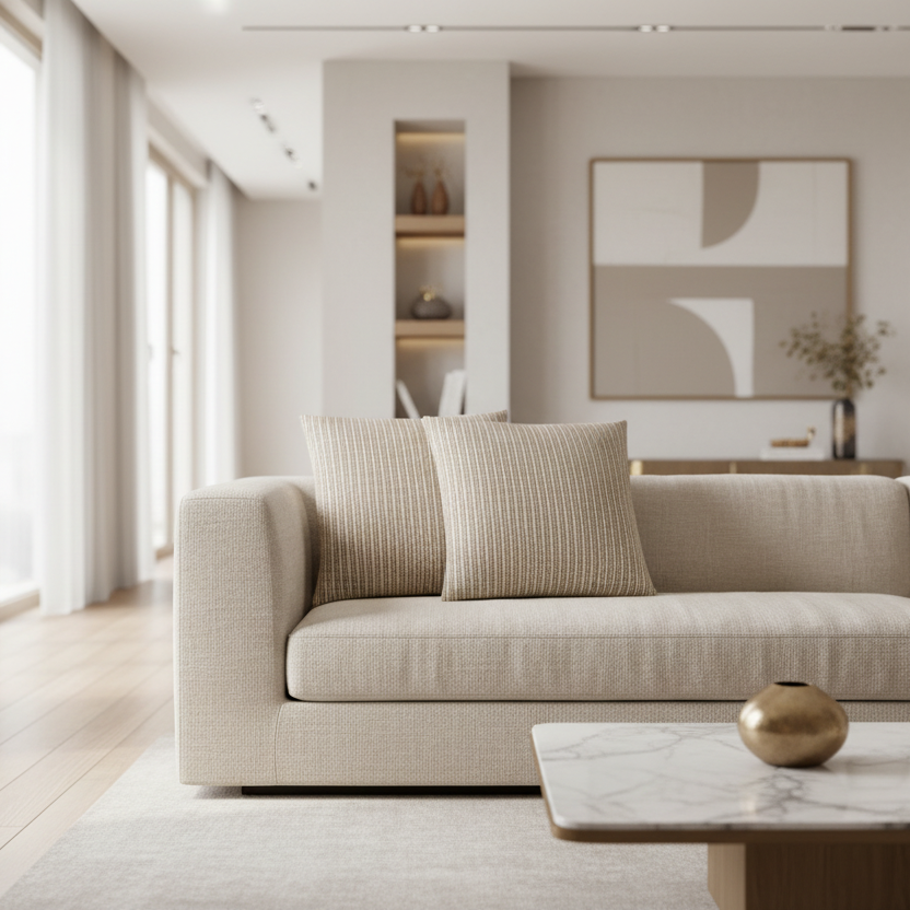 COUSSIN - 45,7 x 45,7 cm / POIS ABSTRAITS TAUPE CLAIR / FONCÉ / 2 PIÈCES