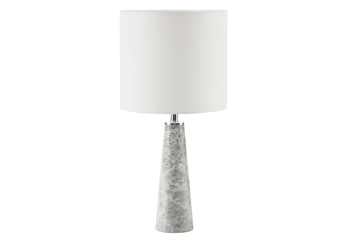 LIGHTING - 22"H TABLE LAMP GREY MARBLE / WHITE SHADE