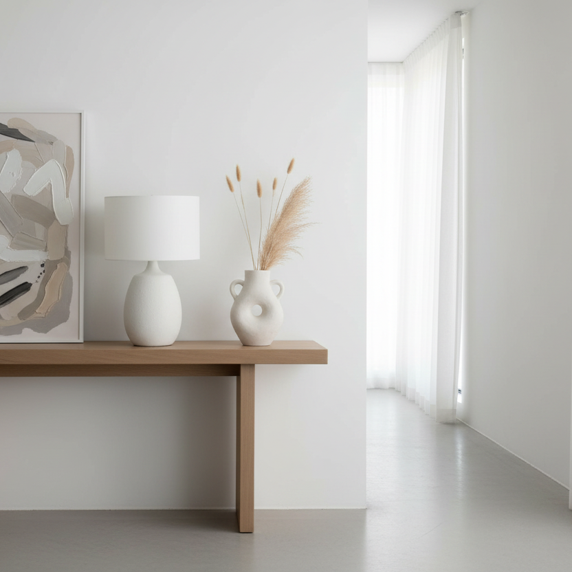 ÉCLAIRAGE - LAMPE DE TABLE 26"H IVOIRE / ABAT-JOUR CRÈME RÉSINE CRÈME