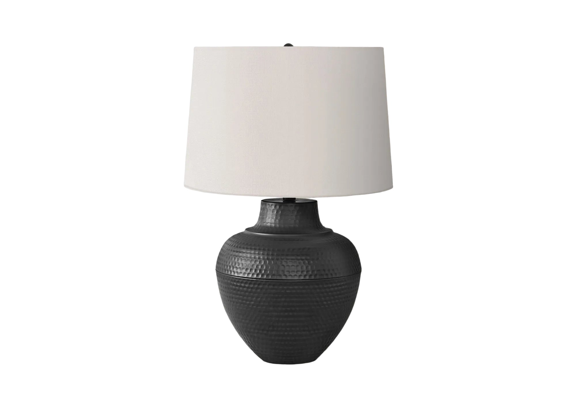 ÉCLAIRAGE - LAMPE DE TABLE 26"H MÉTAL NOIR IVOIRE / ABAT-JOUR CRÈME