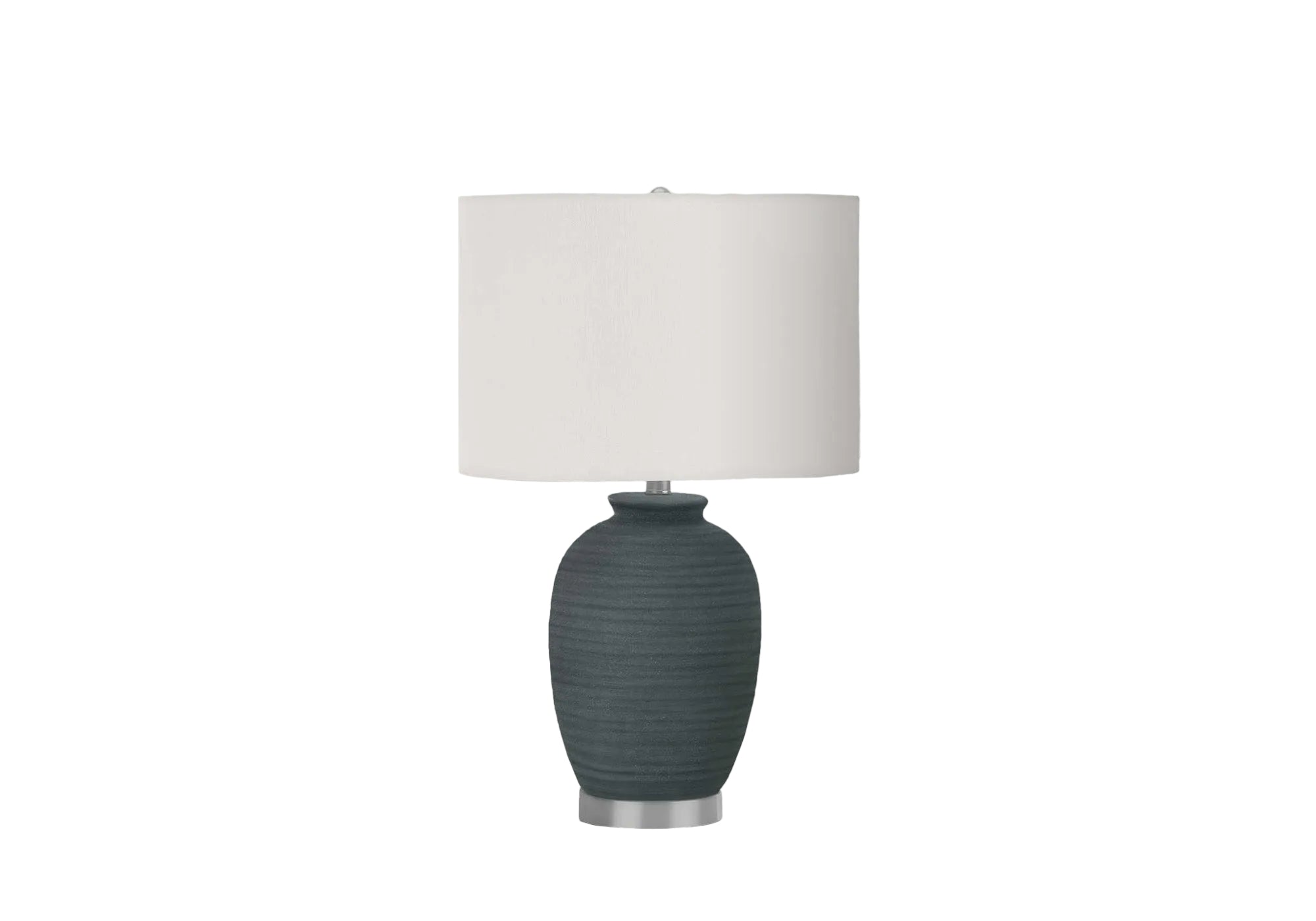 ÉCLAIRAGE - LAMPE DE TABLE 24"H EN CÉRAMIQUE BLEUE ABAT-JOUR IVOIRE / CRÈME