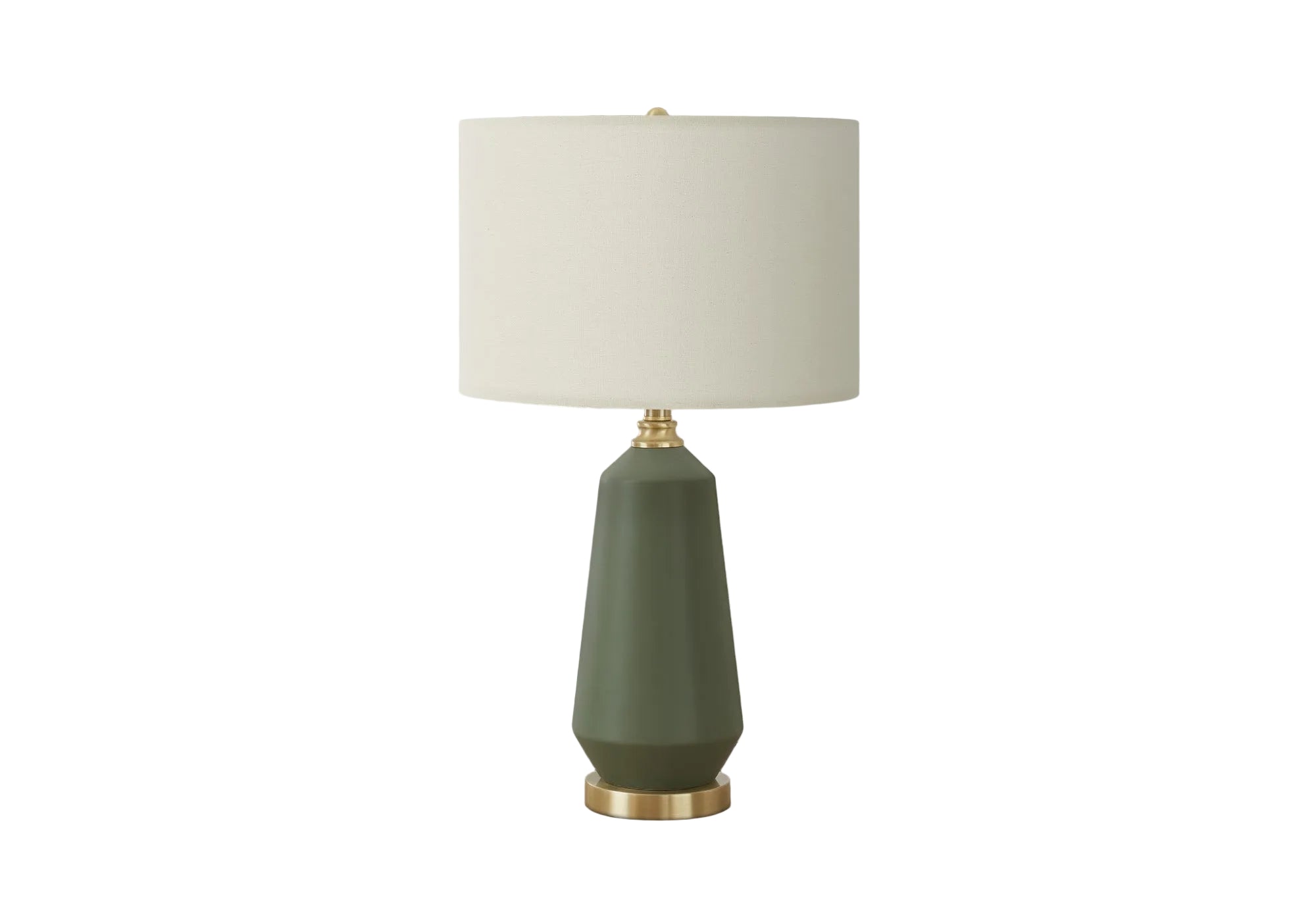 ÉCLAIRAGE - LAMPE DE TABLE 26"H EN CÉRAMIQUE VERTE IVOIRE / ABAT-JOUR CRÈME