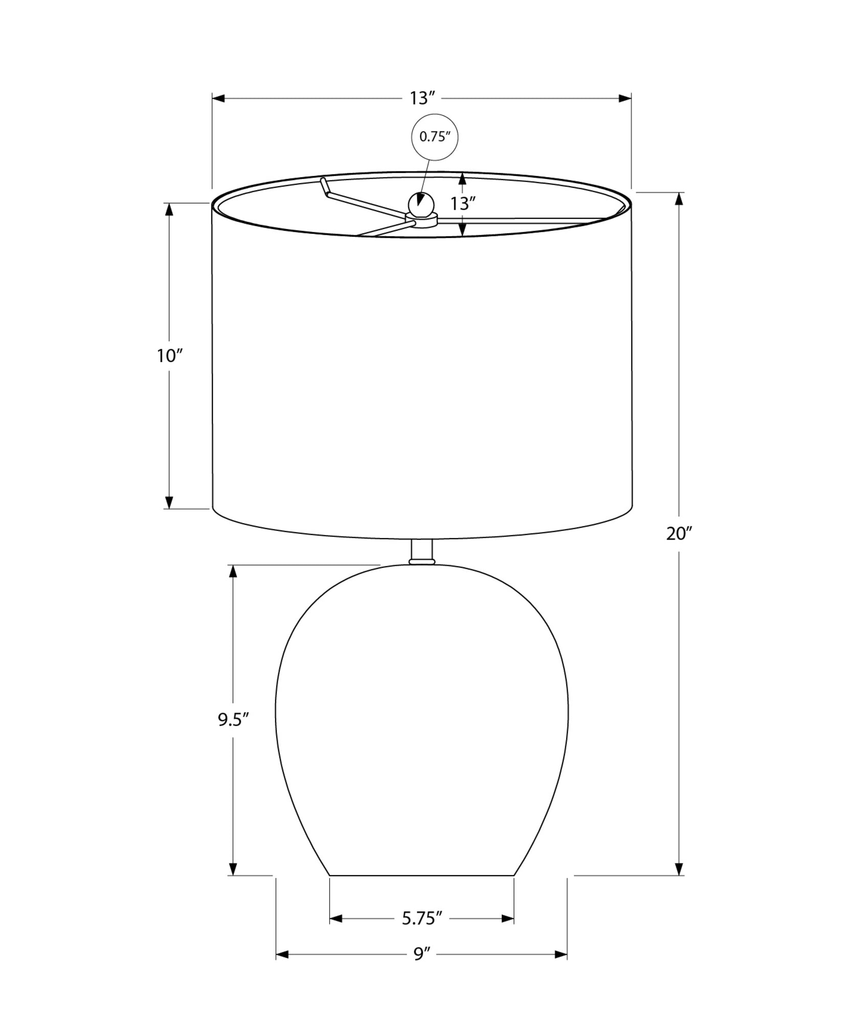 ÉCLAIRAGE - LAMPE DE TABLE 20"H BÉTON GRIS ABAT-JOUR IVOIRE / CRÈME