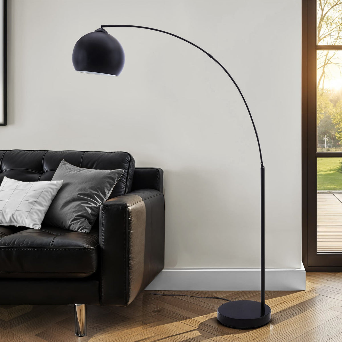 LIGHTING - 74"H ARC FLOOR LAMP BLACK METAL