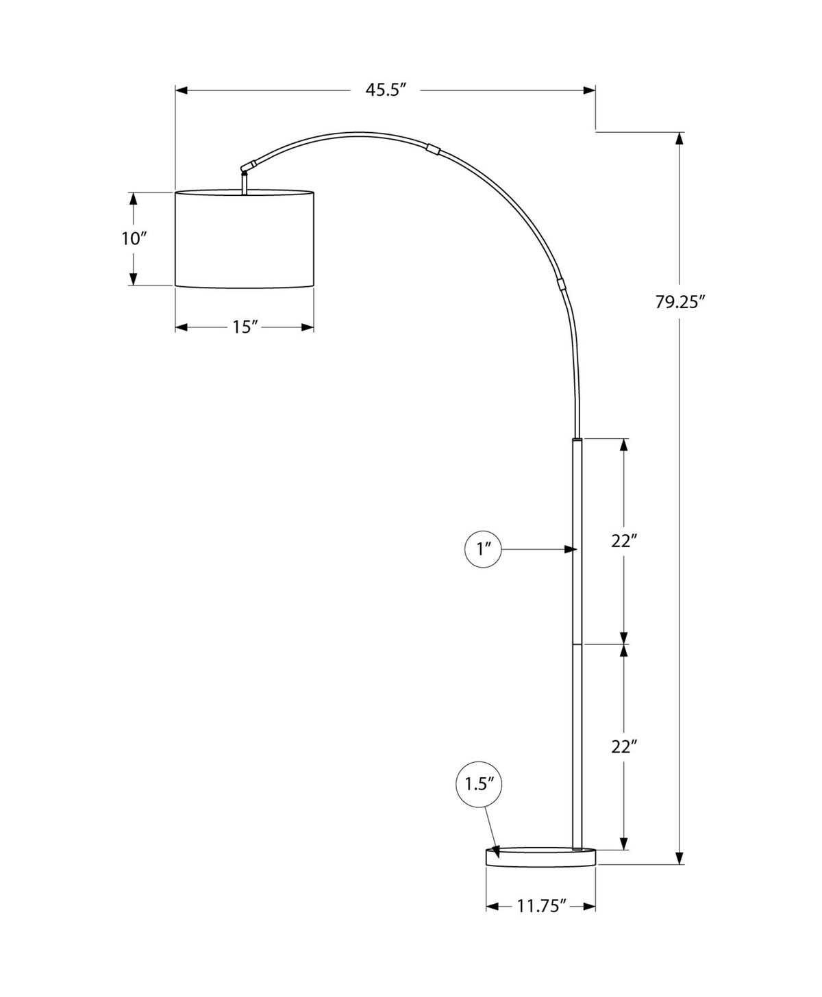 LIGHTING - 79"H ARC FLOOR LAMP BRASS METAL / BEIGE SHADE