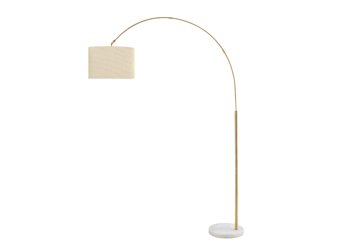 LIGHTING - 79"H ARC FLOOR LAMP BRASS METAL / BEIGE SHADE