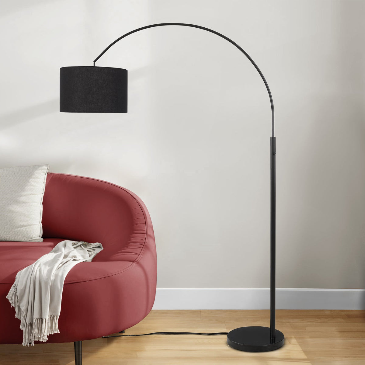 LIGHTING - 81"H ARC FLOOR LAMP BLACK METAL / BLACK SHADE