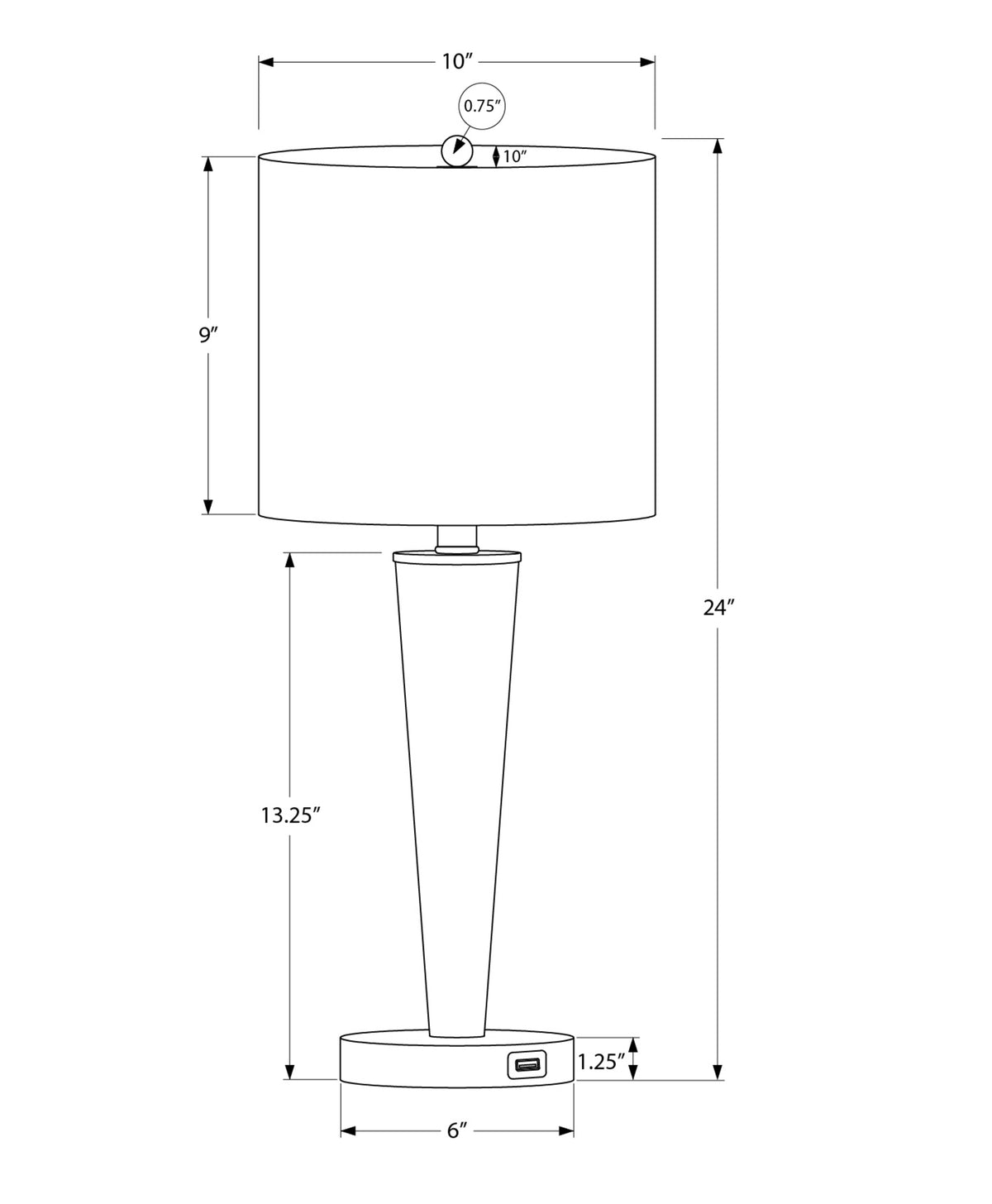 LIGHTING - 2PCS / 24"H TABLE LAMP NICKEL / GREY / USB