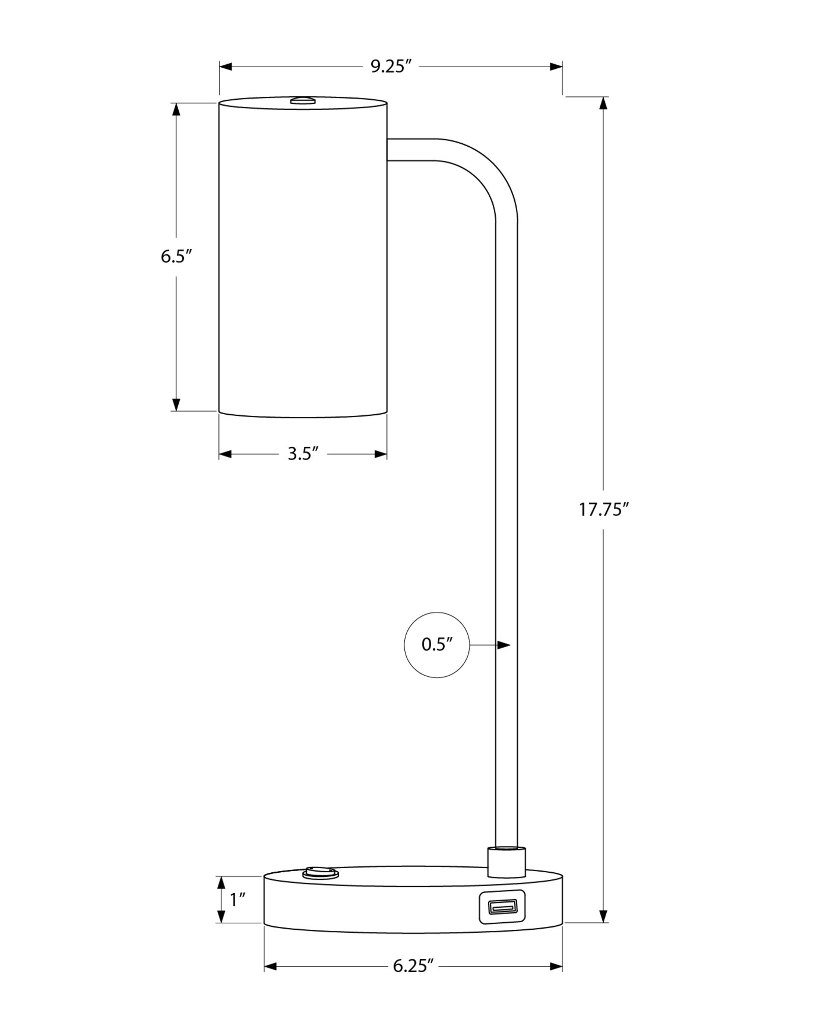 ÉCLAIRAGE - LAMPE DE TABLE 18"H PORT USB INCLUS GRIS MÉTAL ABAT-JOUR GRIS MODERNE