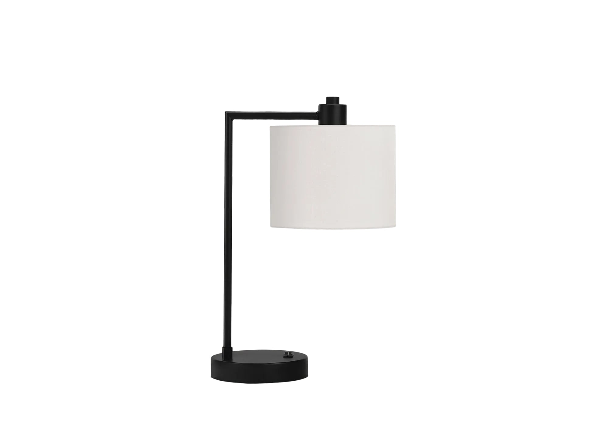 ÉCLAIRAGE - LAMPE DE TABLE 19"H PORT USB INCLUS MÉTAL NOIR ABAT-JOUR IVOIRE / CRÈME MODERNE