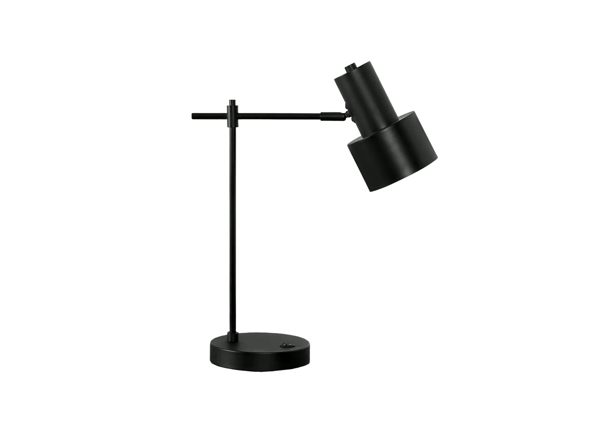 ÉCLAIRAGE - LAMPE DE TABLE 21"H PORT USB INCLUS MÉTAL NOIR ABAT-JOUR NOIR MODERNE