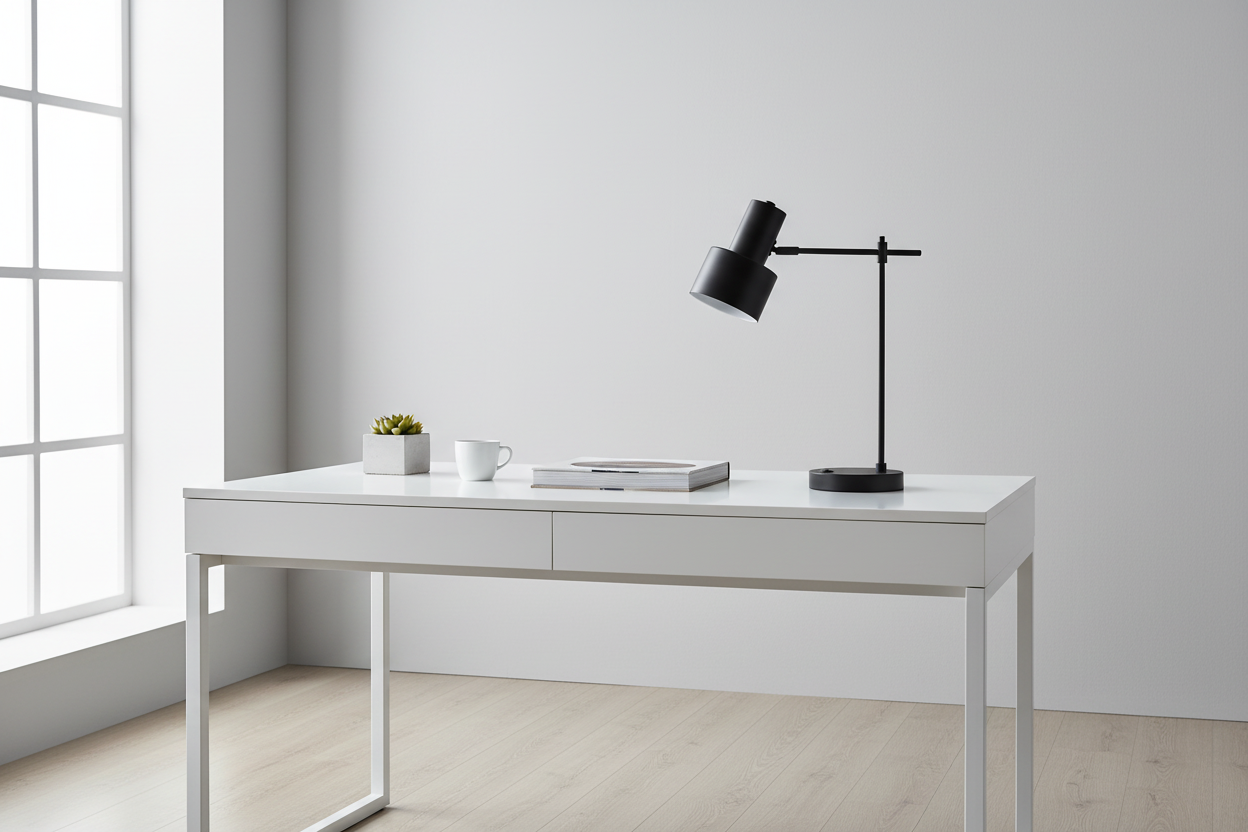 ÉCLAIRAGE - LAMPE DE TABLE 21"H PORT USB INCLUS MÉTAL NOIR ABAT-JOUR NOIR MODERNE