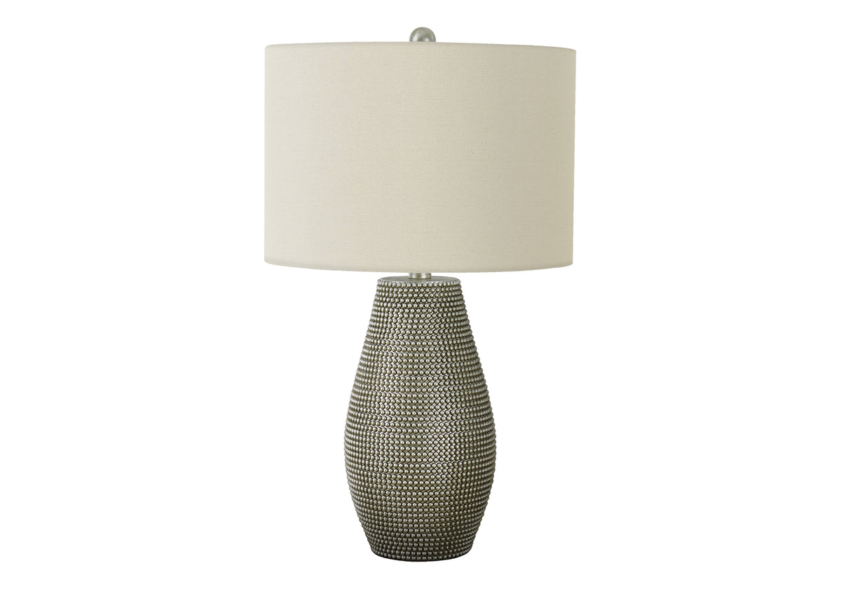 LIGHTING - 24"H TABLE LAMP GREY RESIN / IVORY SHADE