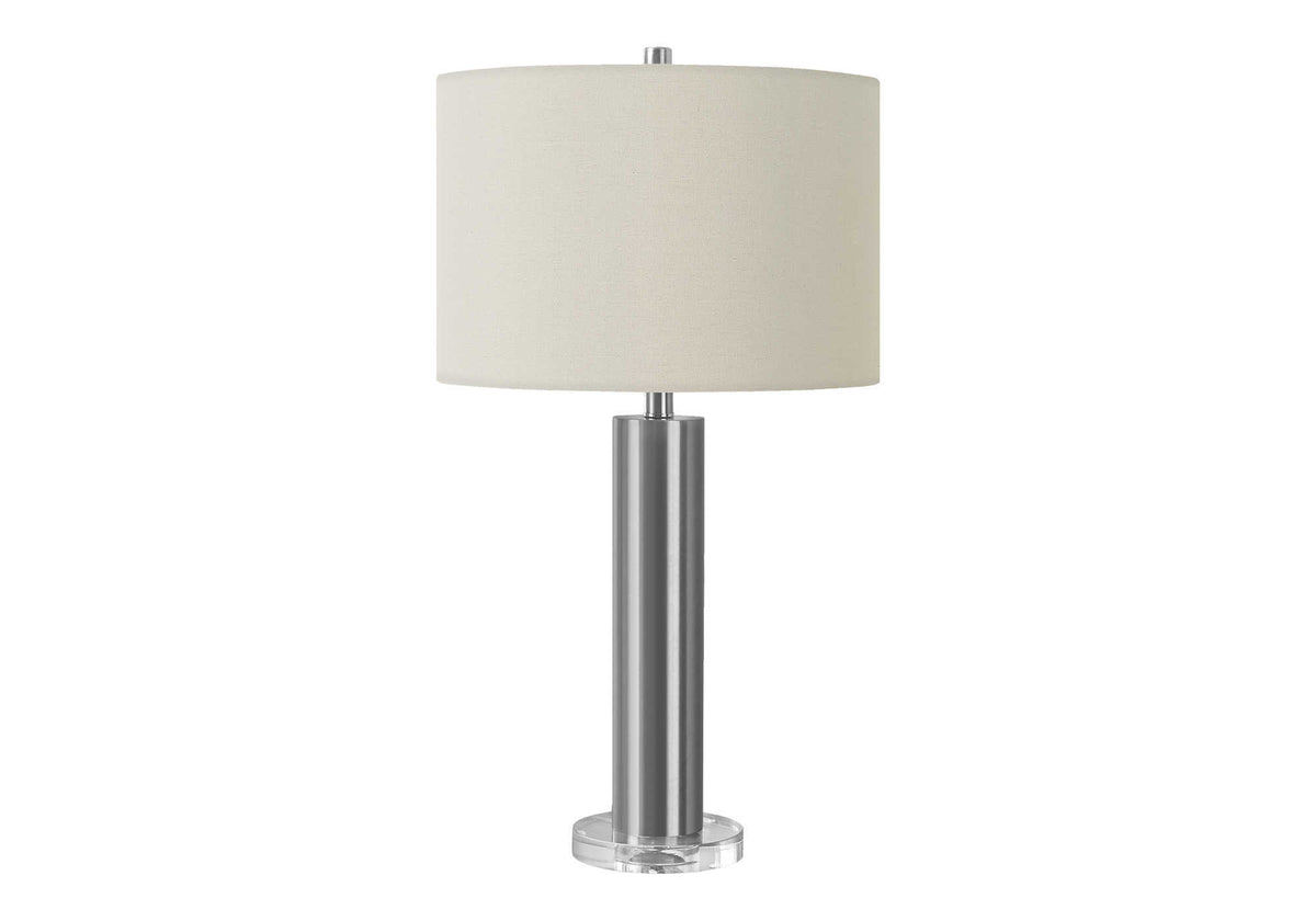 LIGHTING - 28"H TABLE LAMP NICKEL METAL / IVORY SHADE