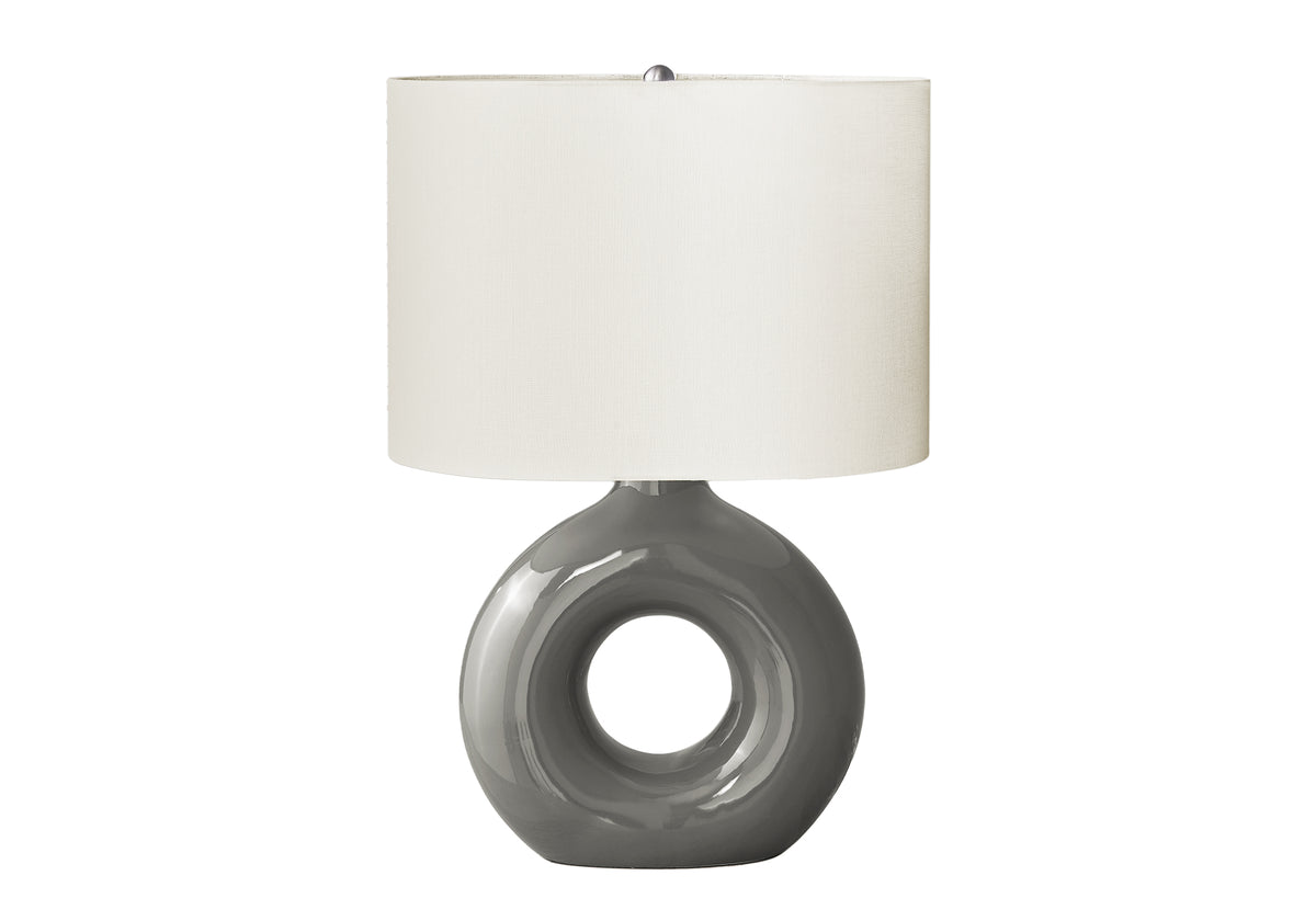 LIGHTING - 24"H TABLE LAMP GREY CERAMIC / IVORY SHADE