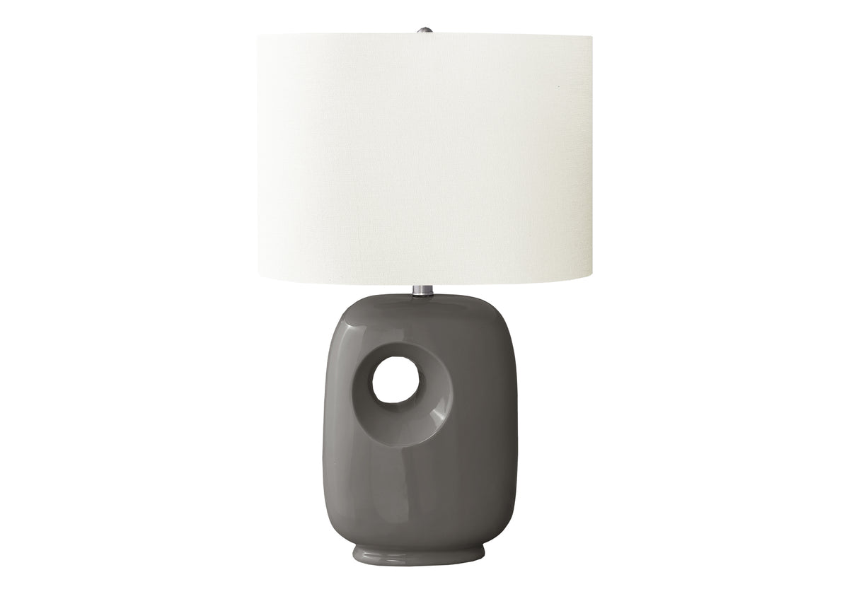 LIGHTING - 26"H TABLE LAMP GREY CERAMIC / IVORY SHADE
