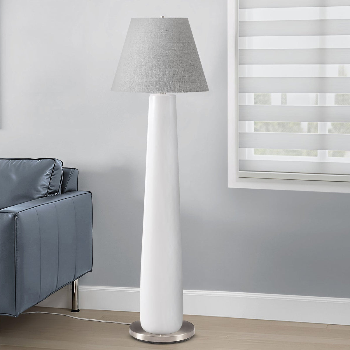 LIGHTING - 61"H FLOOR LAMP WHITE RESIN / GREY SHADE