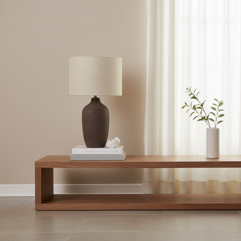 ÉCLAIRAGE - LAMPE DE TABLE 27"H CÉRAMIQUE GRISE ABAT-JOUR BEIGE