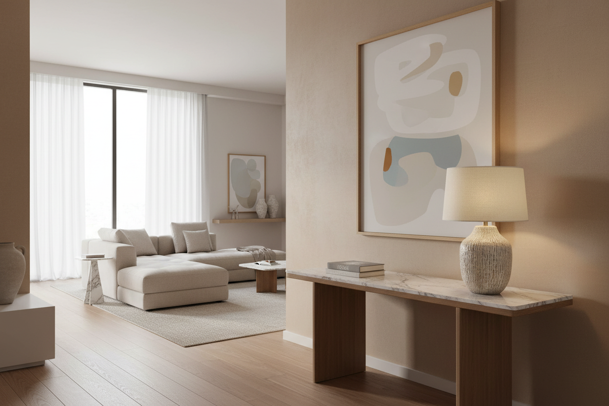 ÉCLAIRAGE - LAMPE DE TABLE 26"H EN CÉRAMIQUE CRÈME IVOIRE / ABAT-JOUR CRÈME