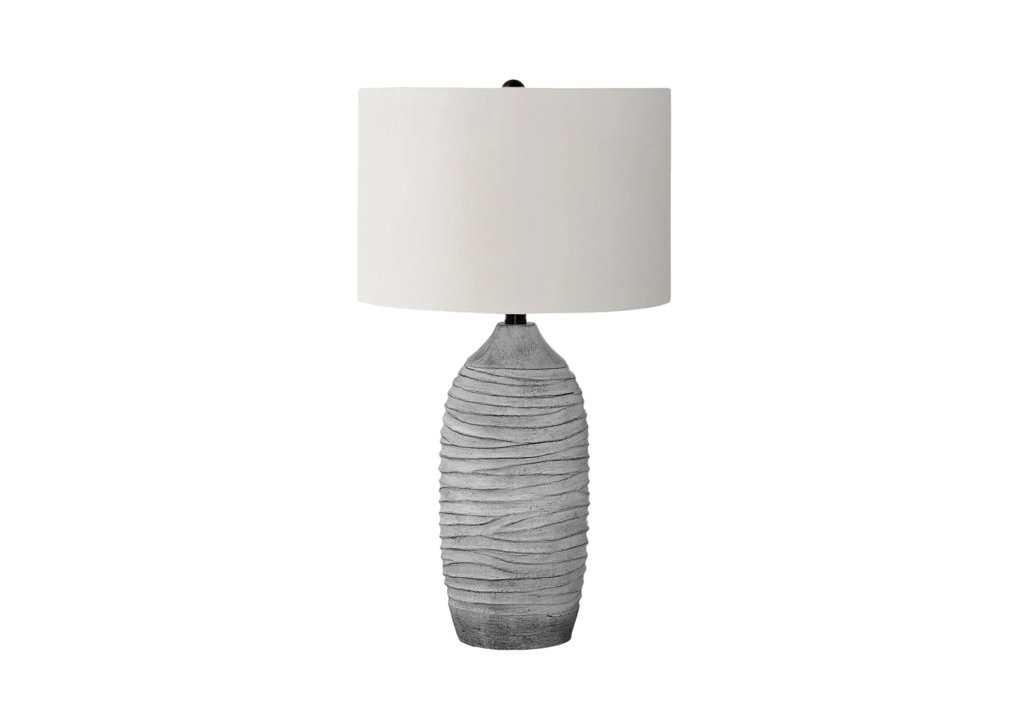 ÉCLAIRAGE - LAMPE DE TABLE 27"H EN RÉSINE GRISE IVOIRE / ABAT-JOUR CRÈME MODERNE