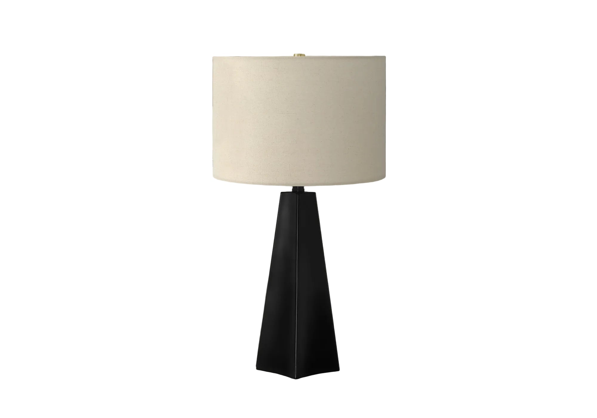 ÉCLAIRAGE - LAMPE DE TABLE 27"H EN RÉSINE NOIRE ABAT-JOUR BEIGE MODERNE