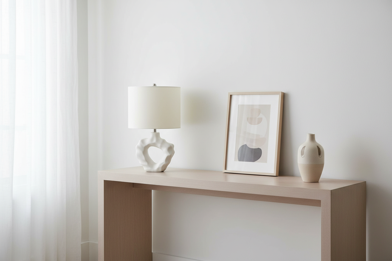 ÉCLAIRAGE - LAMPE DE TABLE 25"H RÉSINE CRÈME IVOIRE / ABAT-JOUR CRÈME MODERNE