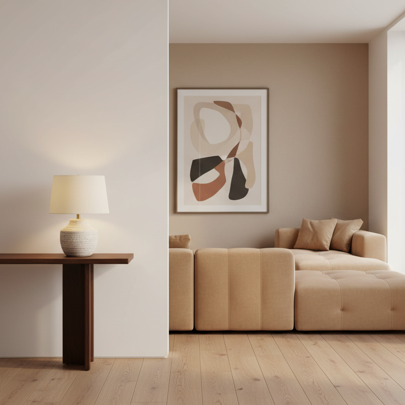 LIGHTING - 20"H TABLE LAMP CREAM CONCRETE IVORY / CREAM SHADE MODERN