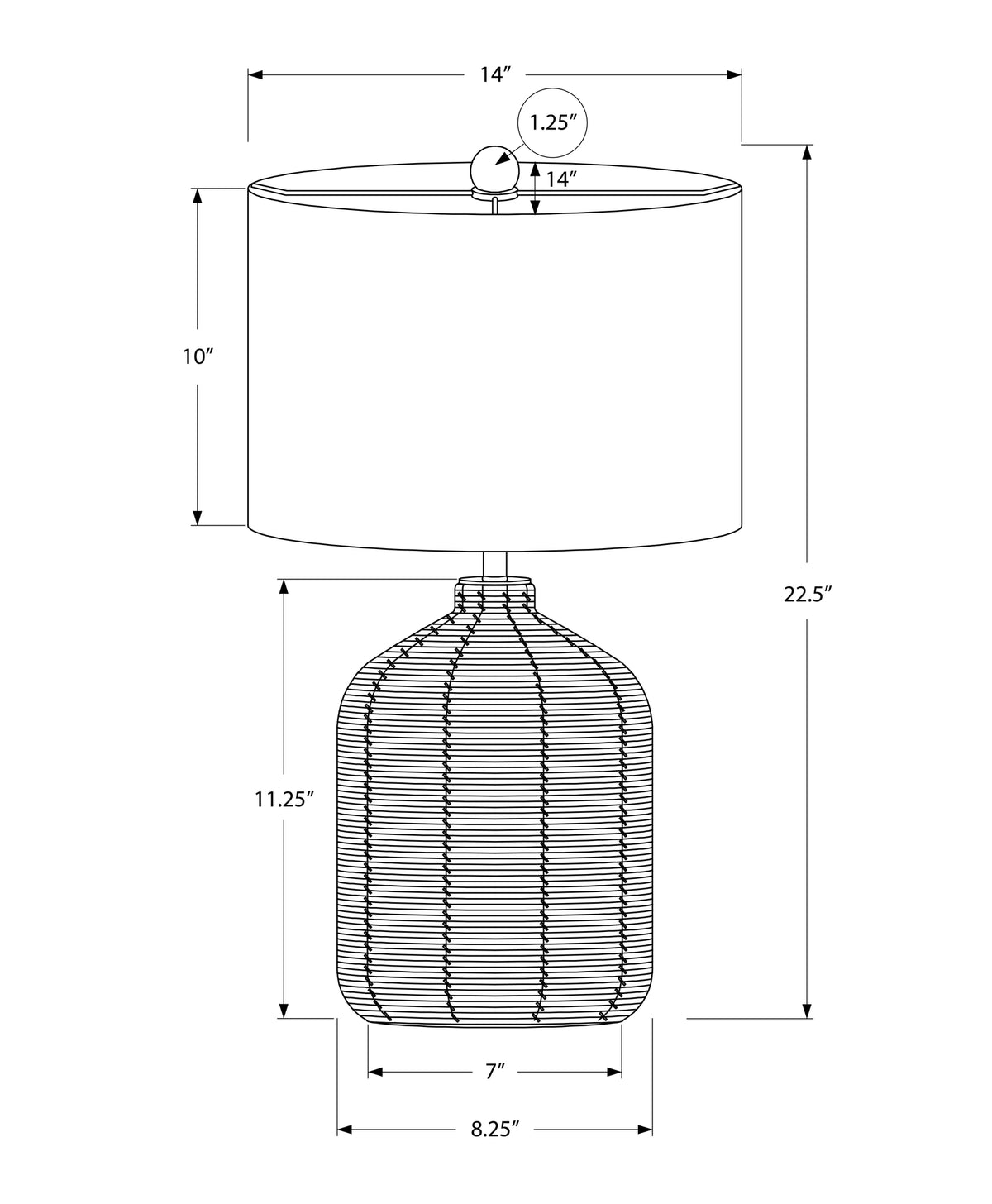 LIGHTING - 23"H TABLE LAMP BLACK RATTAN / IVORY SHADE