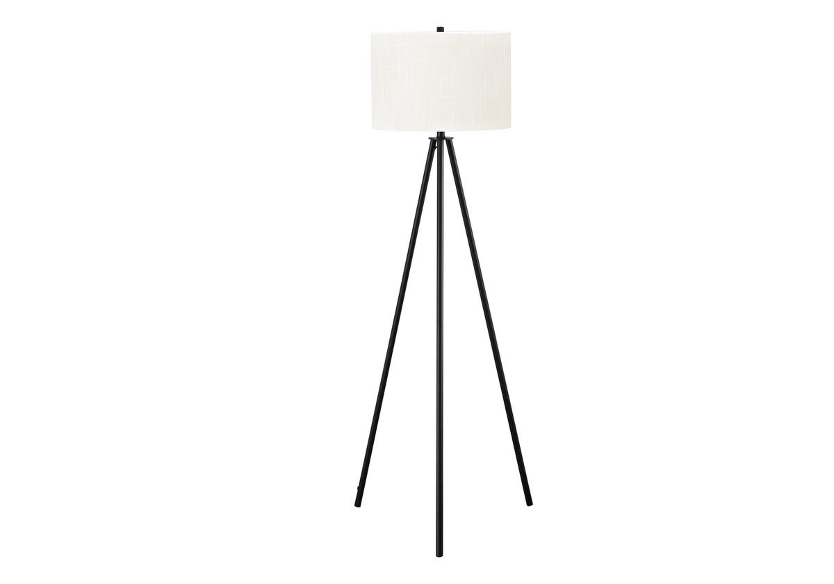 LIGHTING - 63"H TRIPOD FLOOR LAMP BLACK METAL / IVORY