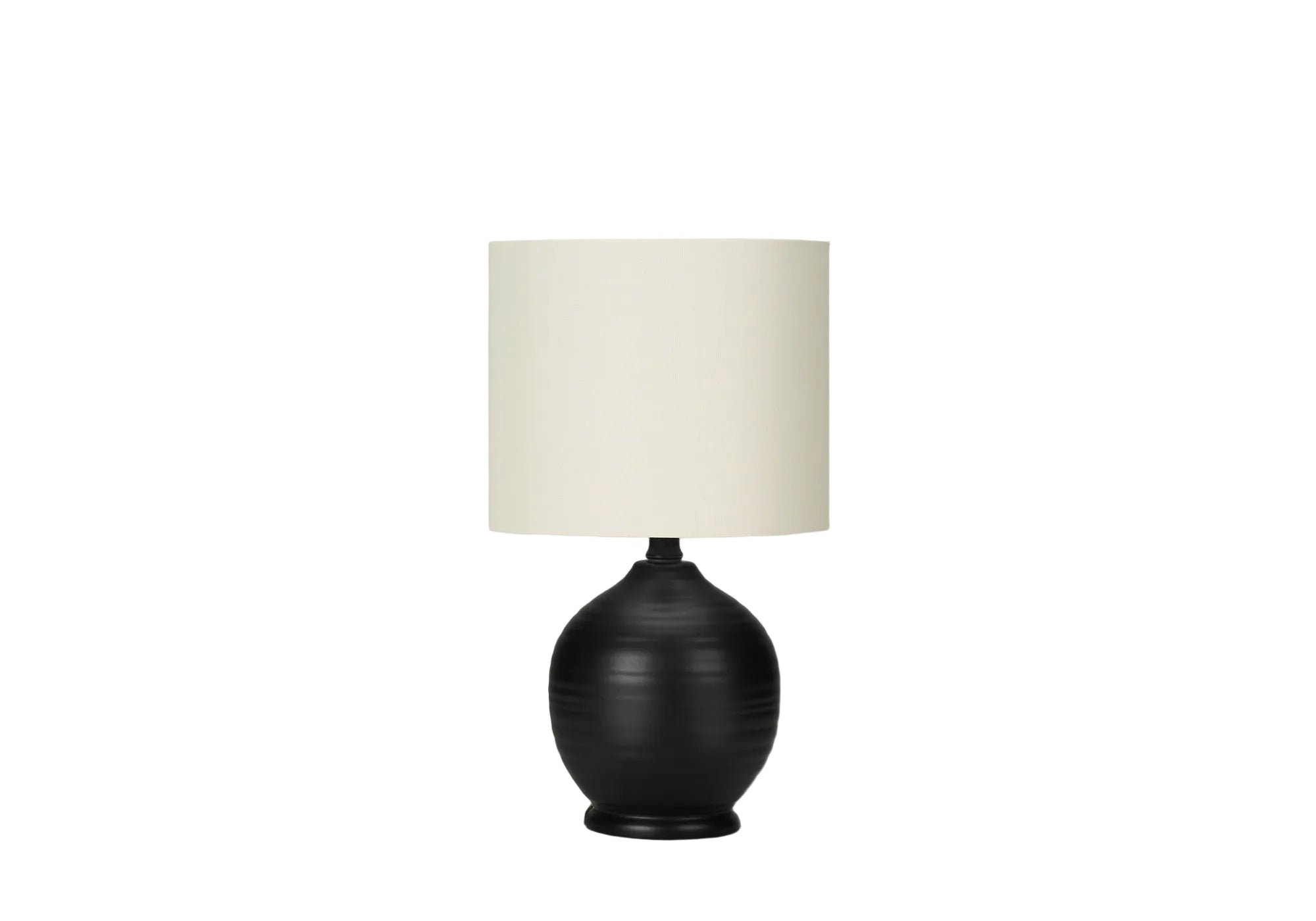 LIGHTING - 17"H TABLE LAMP BLACK CERAMIC IVORY / CREAM SHADE