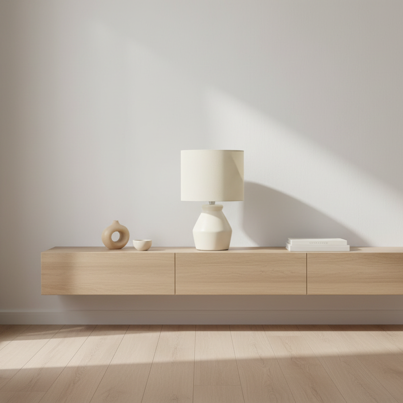 LIGHTING - 17"H TABLE LAMP CREAM CERAMIC IVORY / CREAM SHADE MODERN