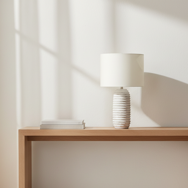 LIGHTING - 28"H TABLE LAMP CREAM RESIN IVORY / CREAM SHADE