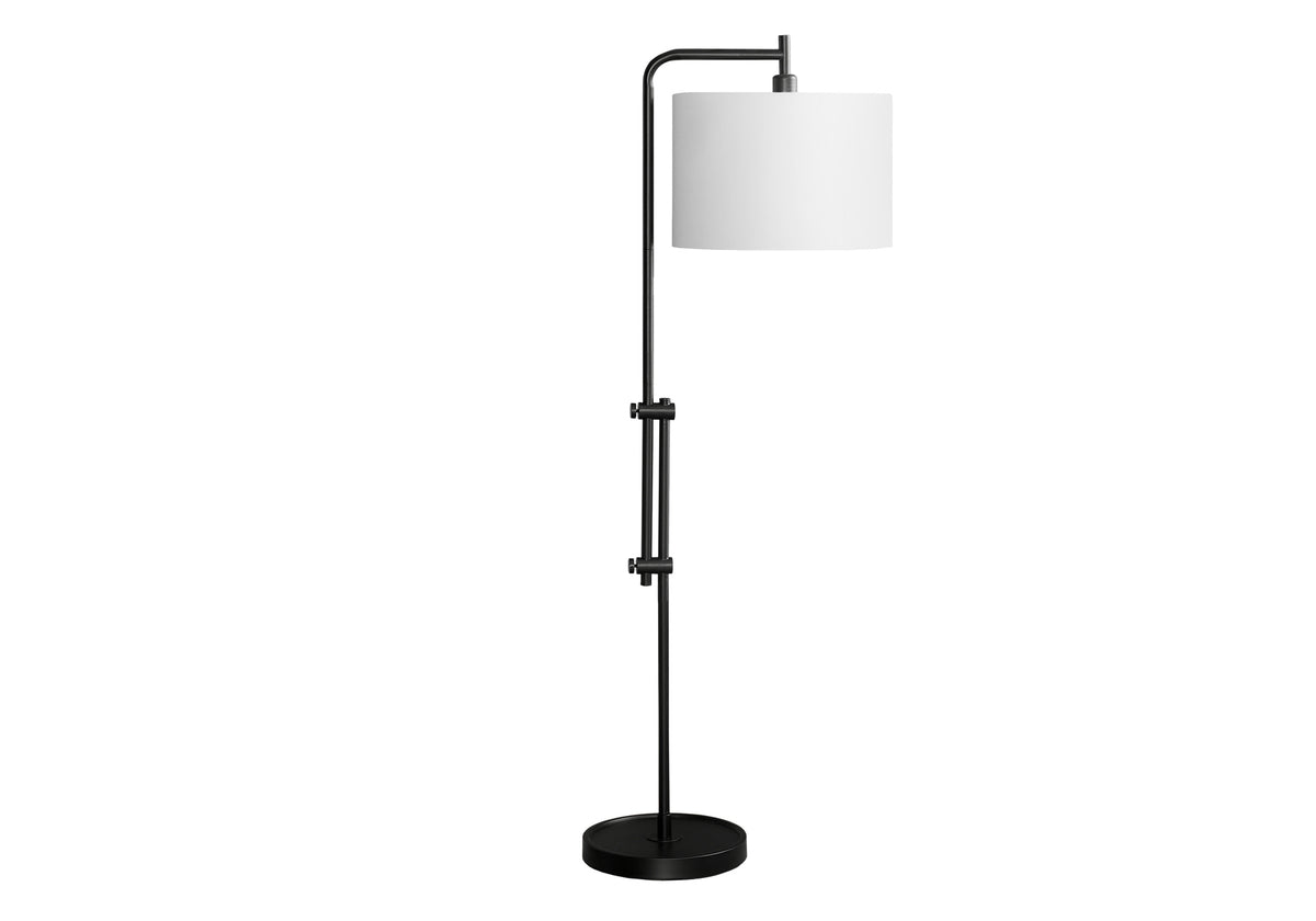 LIGHTING - 63"H FLOOR LAMP BLACK METAL / IVORY SHADE