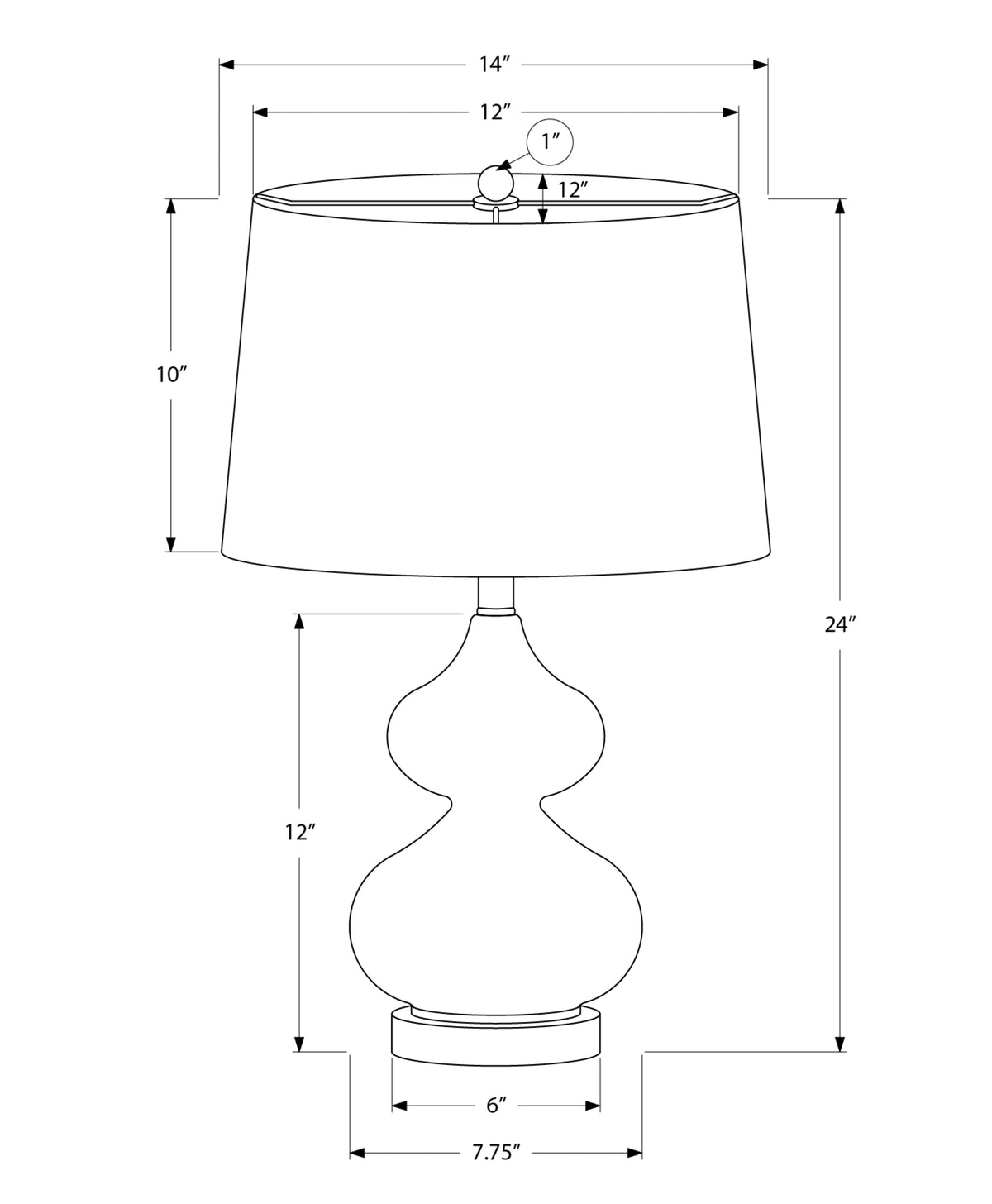 LIGHTING - 24"H TABLE LAMP BLUE GLASS / IVORY SHADE