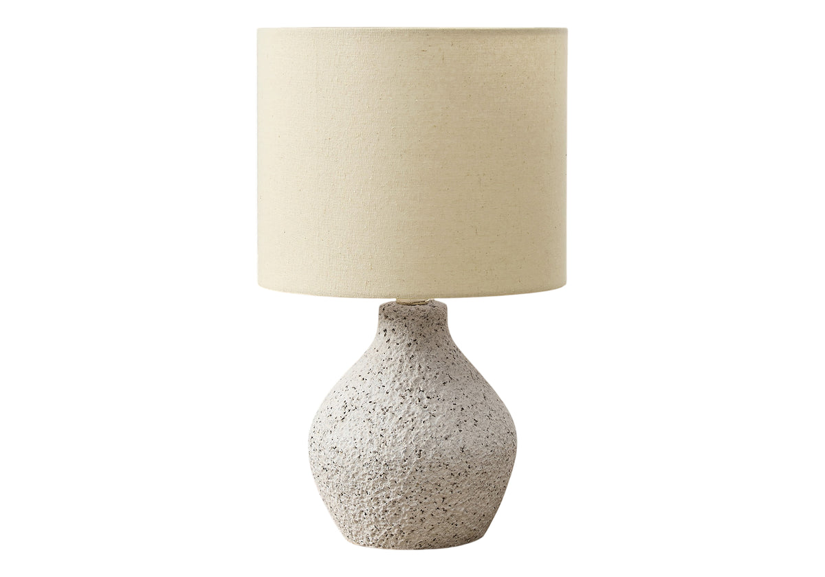 LIGHTING - 16"H TABLE LAMP BEIGE RESIN / BEIGE SHADE